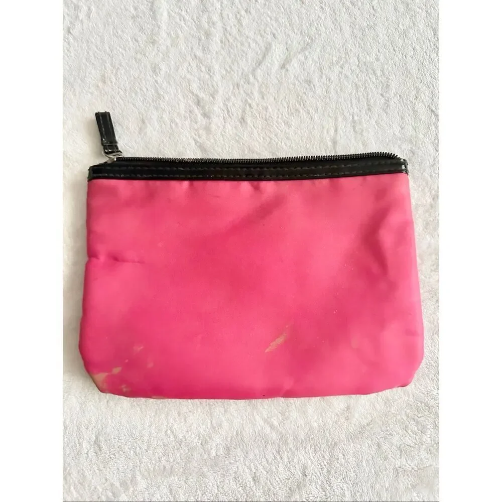 Hot pink and black cosmetic zip up bag 6x8